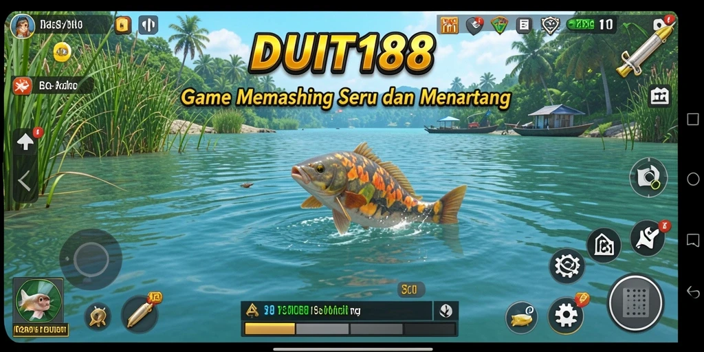 Tampilan menarik menunjukkan gameplay memancing yang seru.