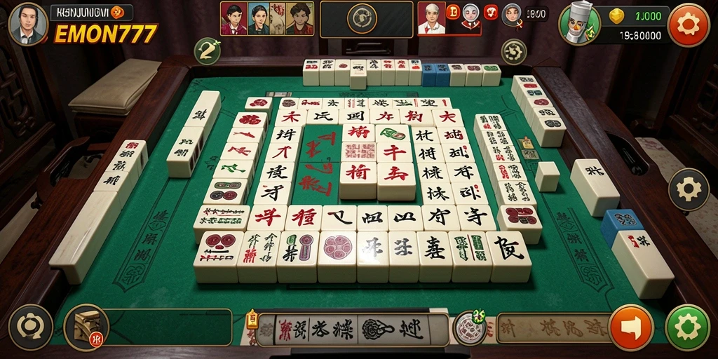 Screenshot gameplay EMON777 yang menampilkan momen seru dalam permainan Mahjong.