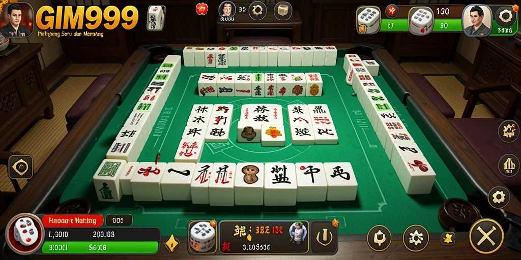 Screenshot utama GIM999 menampilkan gameplay Mahjong yang menarik.