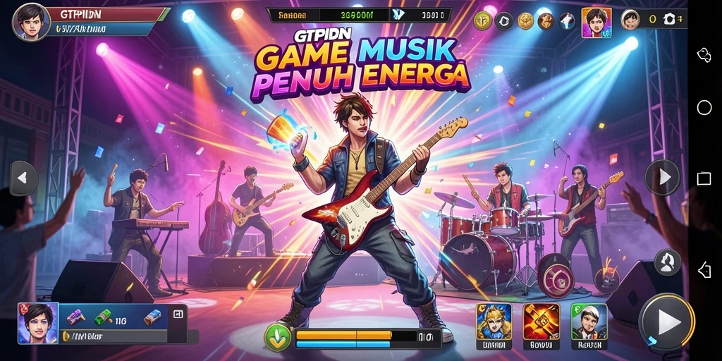 Screenshot gameplay GTPIDN menampilkan ritme musik yang seru.