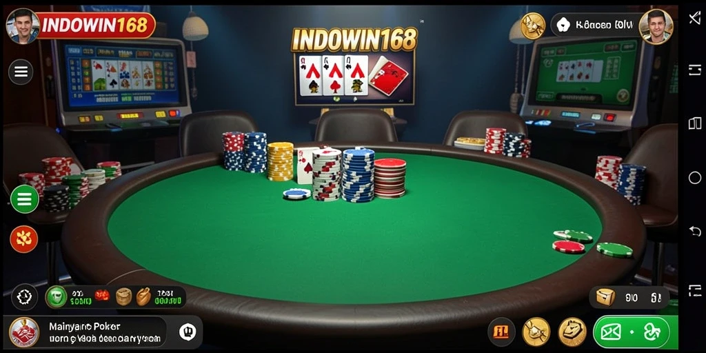 Screenshot gameplay INDOWIN168 dengan visual menawan saat bermain Poker.