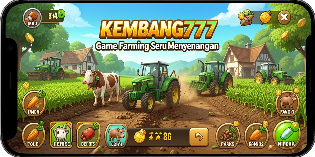 Tampilan menarik dari gameplay KEMBANG777 yang menggambarkan pertanian.
