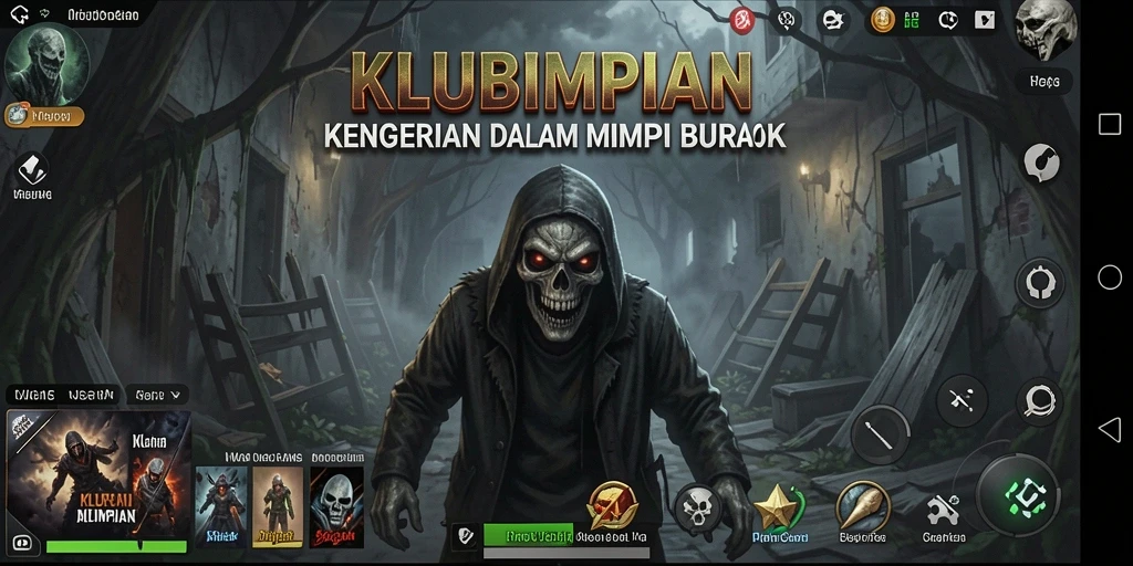 Tampilan gameplay KLUBIMPIAN yang menakutkan dan mencekam.