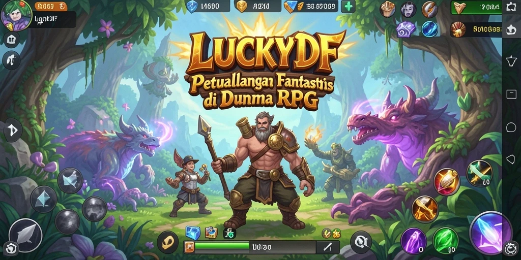 Tampilan gameplay RPG yang memukau dan penuh aksi di LUCKYDF.
