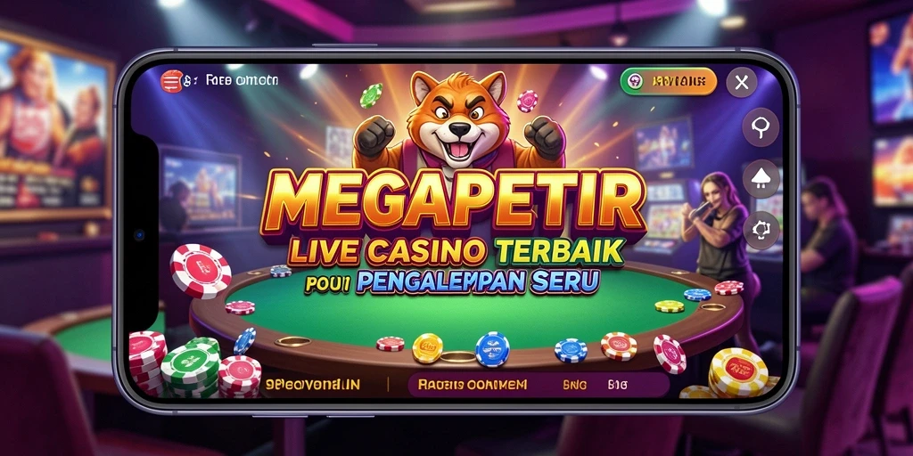 Screenshot gameplay <strong>MEGAPETIR</strong> menampilkan dealer langsung dan suasana kasino.