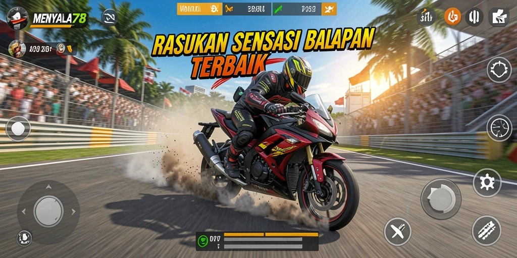 Gameplay balapan motor yang mendebarkan di MENYALA78.