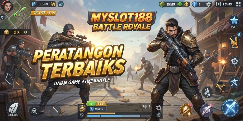 Screenshot utama MYSLOT188 menampilkan aksi pertempuran seru Battle Royale.