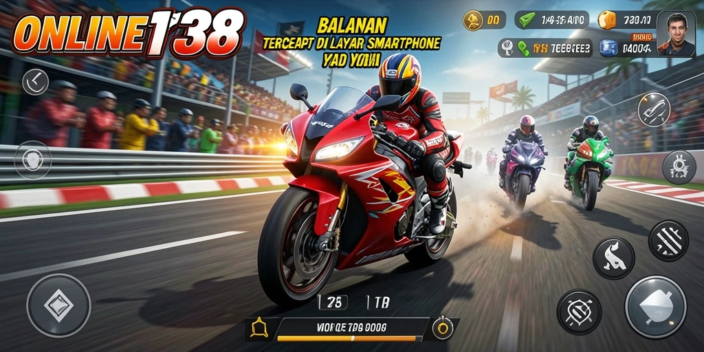 Gameplay seru dalam balapan motor yang mendebarkan.