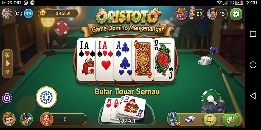 Screenshot dari gameplay ORISTOTO menampilkan keasyikan bermain domino.