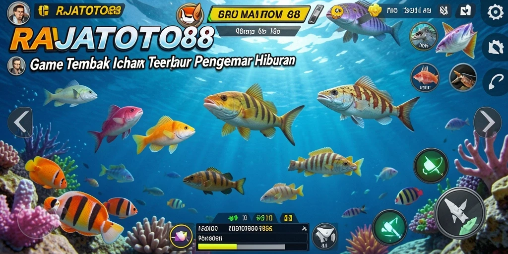 Tampilan menarik dari gameplay Tembak Ikan RAJATOTO88.