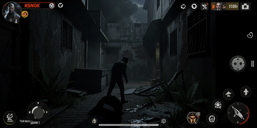 Screenshot utama RSNOK menampilkan suasana menyeramkan dalam gameplay horor.
