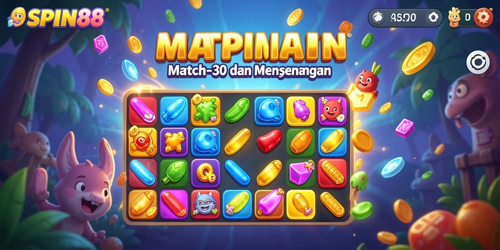 Gameplay SPIN88 yang seru dan penuh warna saat mencocokkan elemen Match-3.
