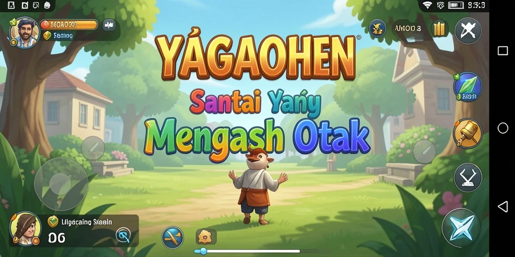 Tampilan gameplay YAGAOHEN yang ceria dan penuh warna.